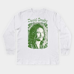 David Crosby // Vintage Style Retro Fan Art Kids Long Sleeve T-Shirt